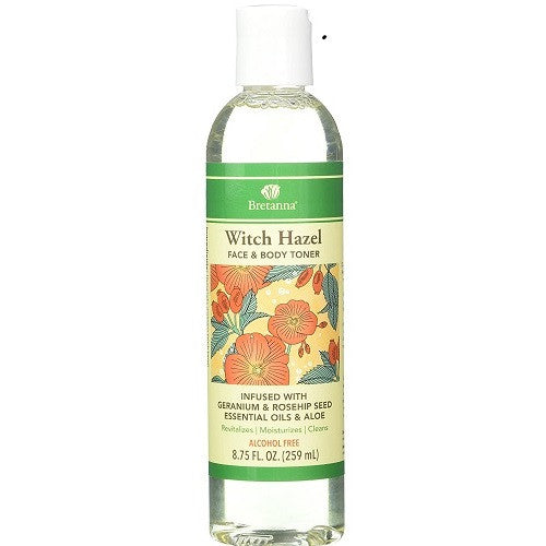 Bretanna Witch Hazel Geranium Rosehip Seed Face and Body Toner, 8.75 Oz